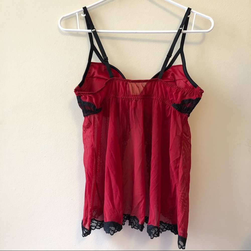 La Senza Large Red & Black Lace Open Babydoll Lingerie - Picture 5 of 9